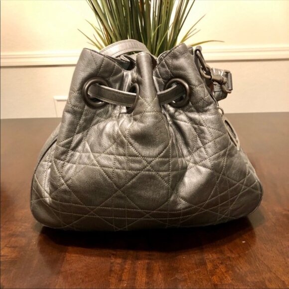 Christian Dior Cannage Quilted Leather Drawstring Bag - Picture 2 of 14